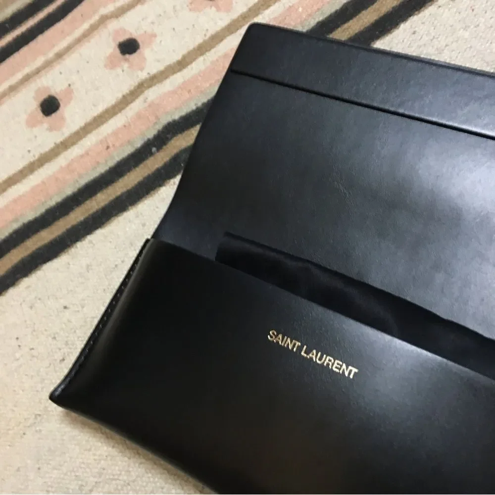 Saint Laurent Black Eyeglasses sunglasses case with shag new